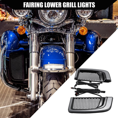 Set Motorcycle Fairing Lower Grills Turn Signals for Harley Road Glide Street