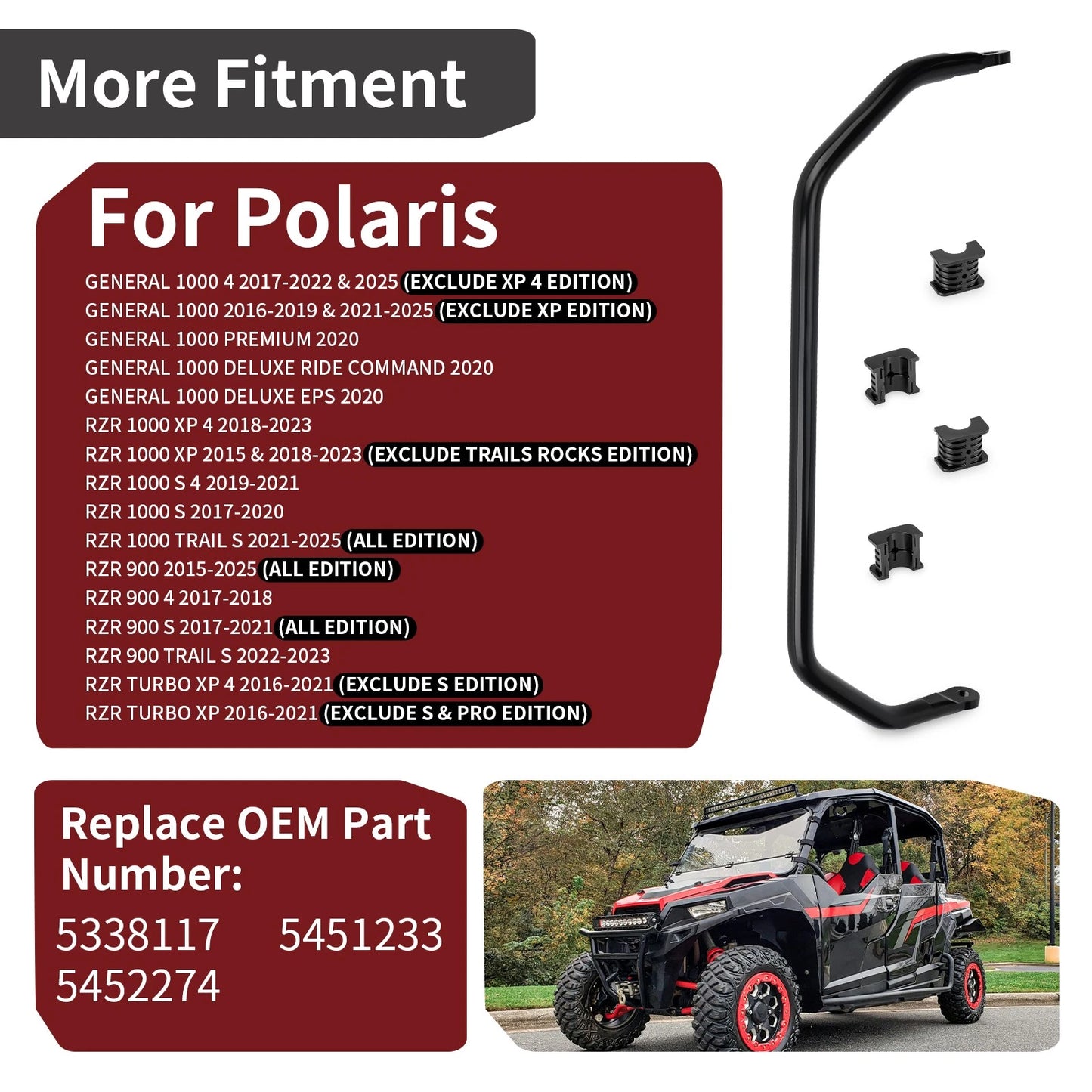 Stabilizer Sway Bar And Bushings Kit for Polaris RZR Turbo XP/XP 4 (2016–2021)