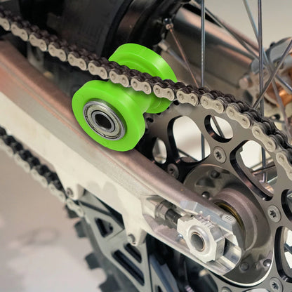 2 x 10mm Drive Chain Pulley Tensioner Rubber Wheel for Motorcycle Green