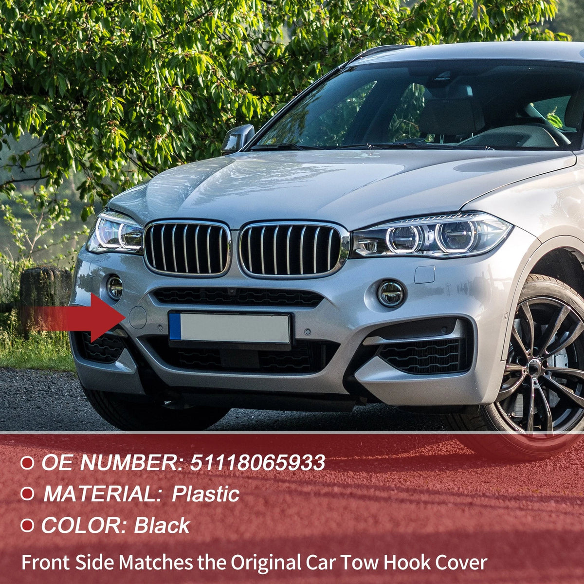 Tow Hook Cover for BMW X6 F16 M 2015-2019 () Black