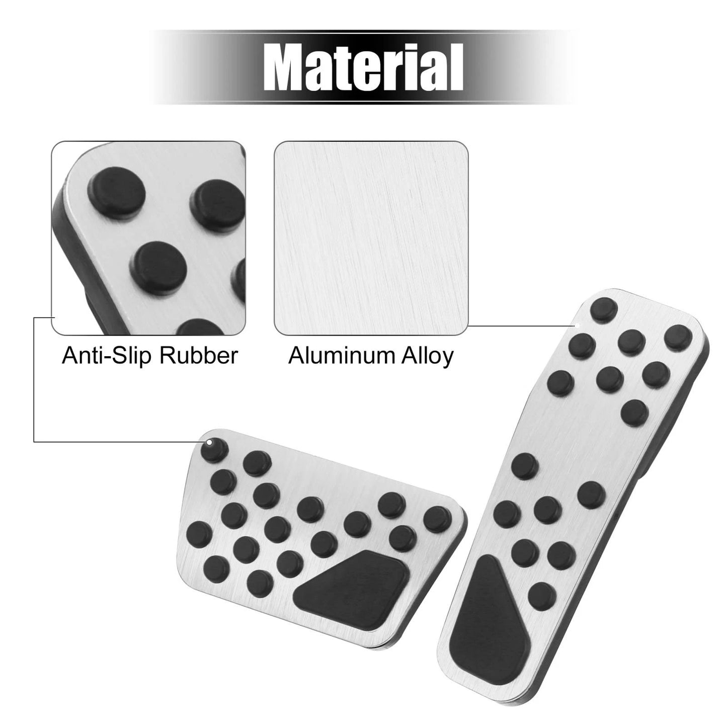 Brake & Gas Pedal Covers Kit for Dodge & Chrysler Silver Tone