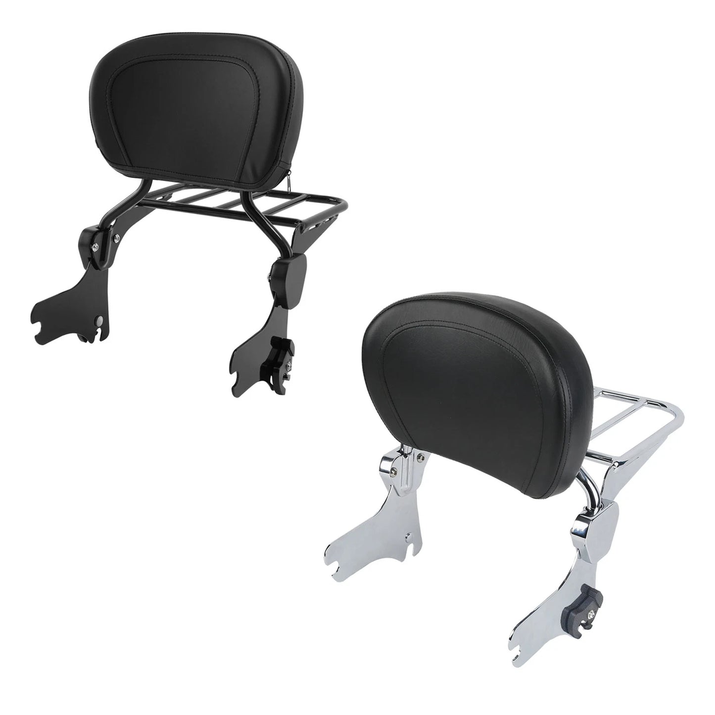 Chrome/Black Sissy Bar Backrest Luggage Rack for Harley Touring (1997-2008)