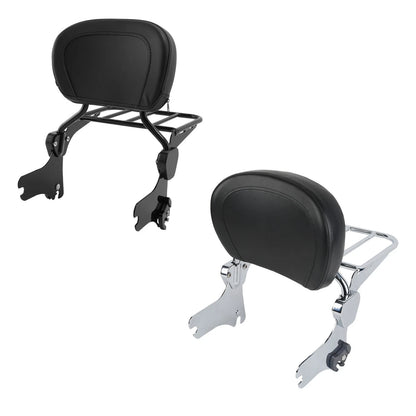 Chrome/Black Sissy Bar Backrest Luggage Rack for Harley Touring (1997-2008)