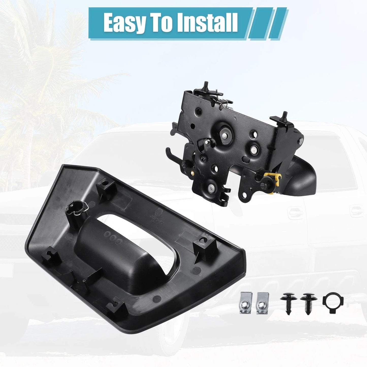 1 Set Tailgate Door Handle and Bezel for Chevy Avalanche 1500 2500 (2002-2006)