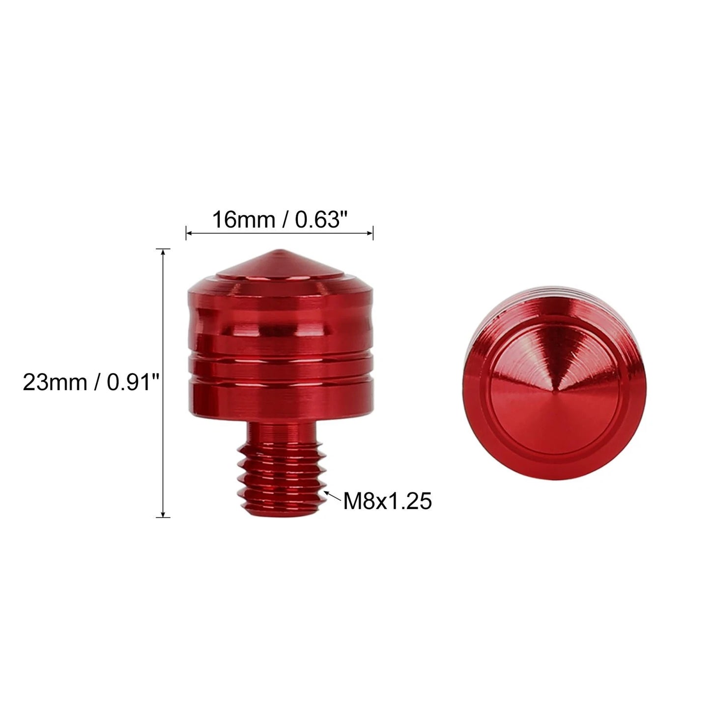 2 x 8mm Red Mirror Hole Plugs for Motorbike Motorcycle