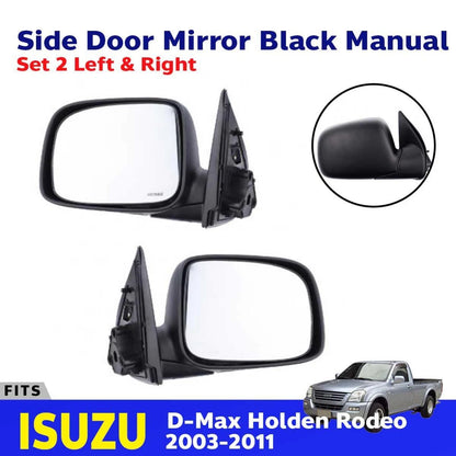 Side Door Mirror Rear View Manual L+R Fits Isuzu D-Max Rodeo Pickup 2003-11 D05