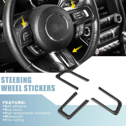 3 x Carbon Fiber Steering Wheel Sticker Trim for Ford Mustang (2015-2020)