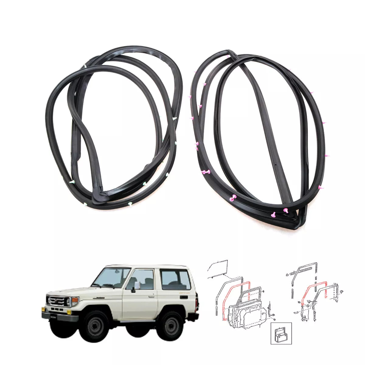 Front Door Weatherstrip Set for Toyota Land Cruiser FZJ71/GRJ78/GRJ79/VDJ78