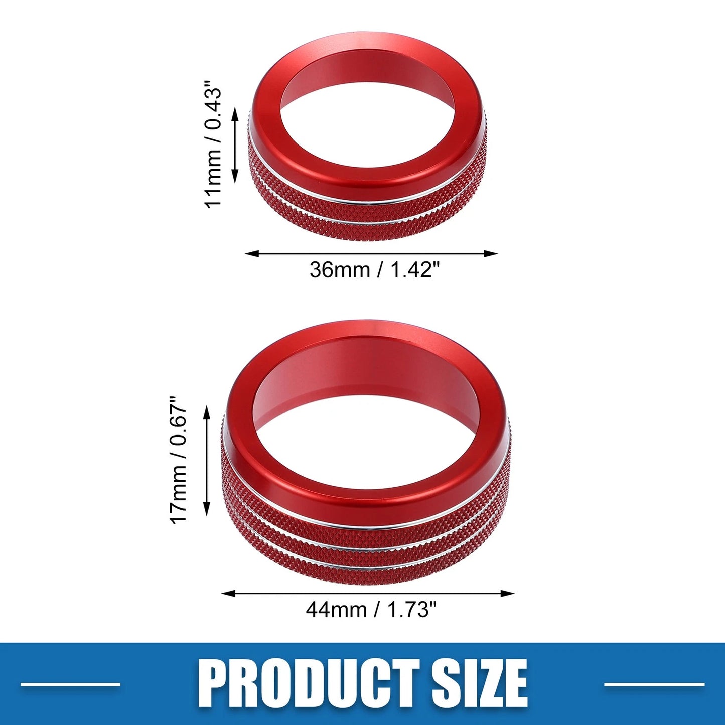 Knob Covers 3 x Car AC Radio Switch Decals Red for Dodge Durango (2014 - 2020)