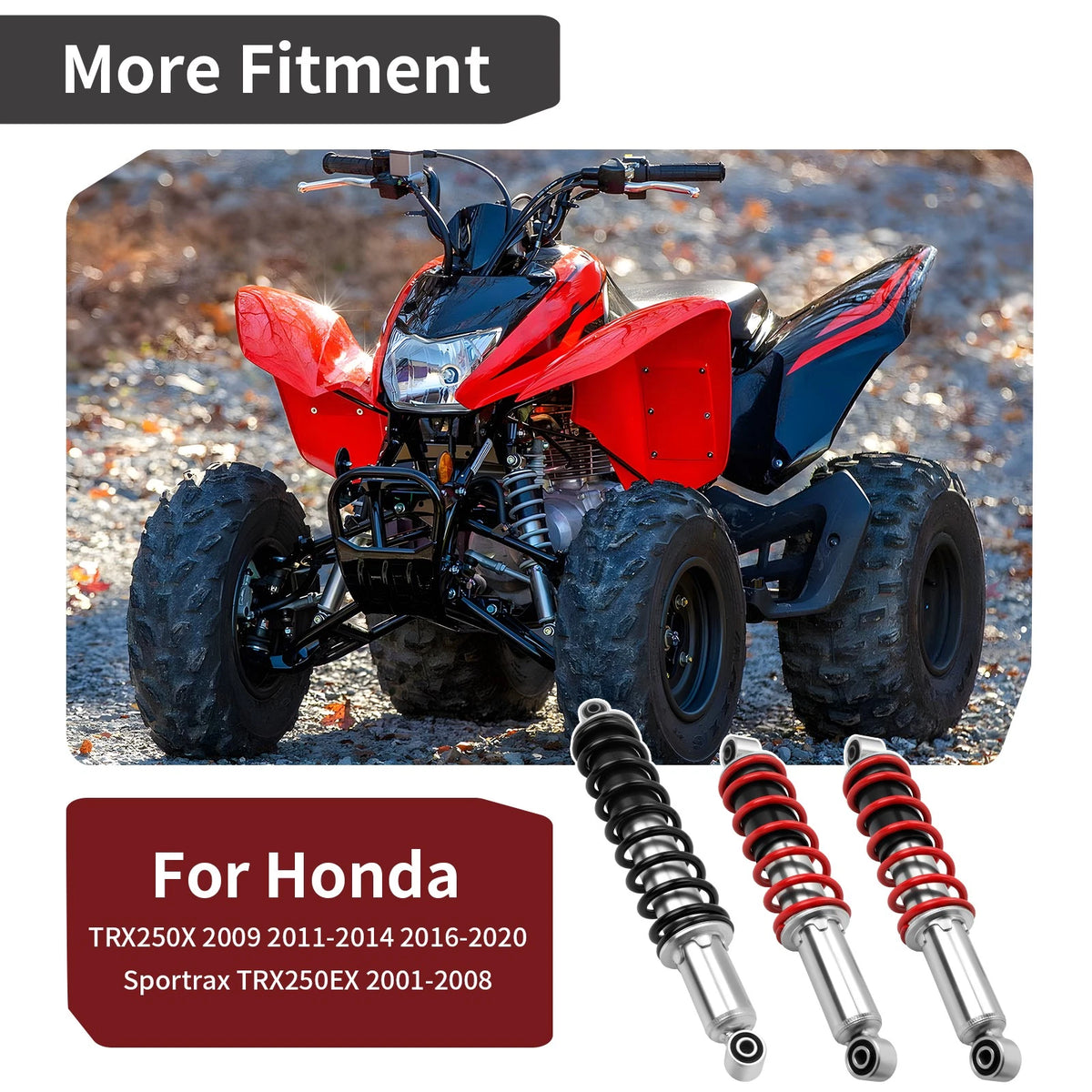3 x Front & Rear Shock Absorber for Honda TRX250EX / TRX250X (2001–2020)