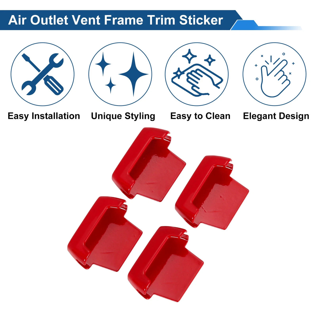 Air Condition Outlet Vent Trim Cover Frame Red for Ford Bronco (2021-2024) 4 Pcs