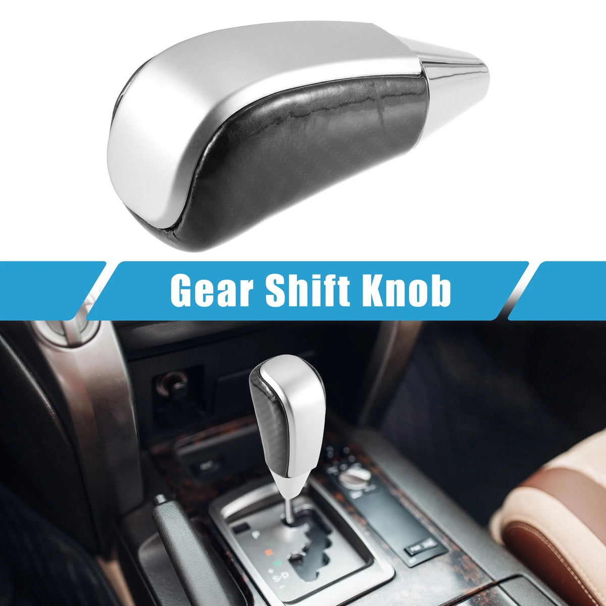 Gear Shift Knob for Toyota Land Cruiser 2016-2021 - Black Silver Tone
