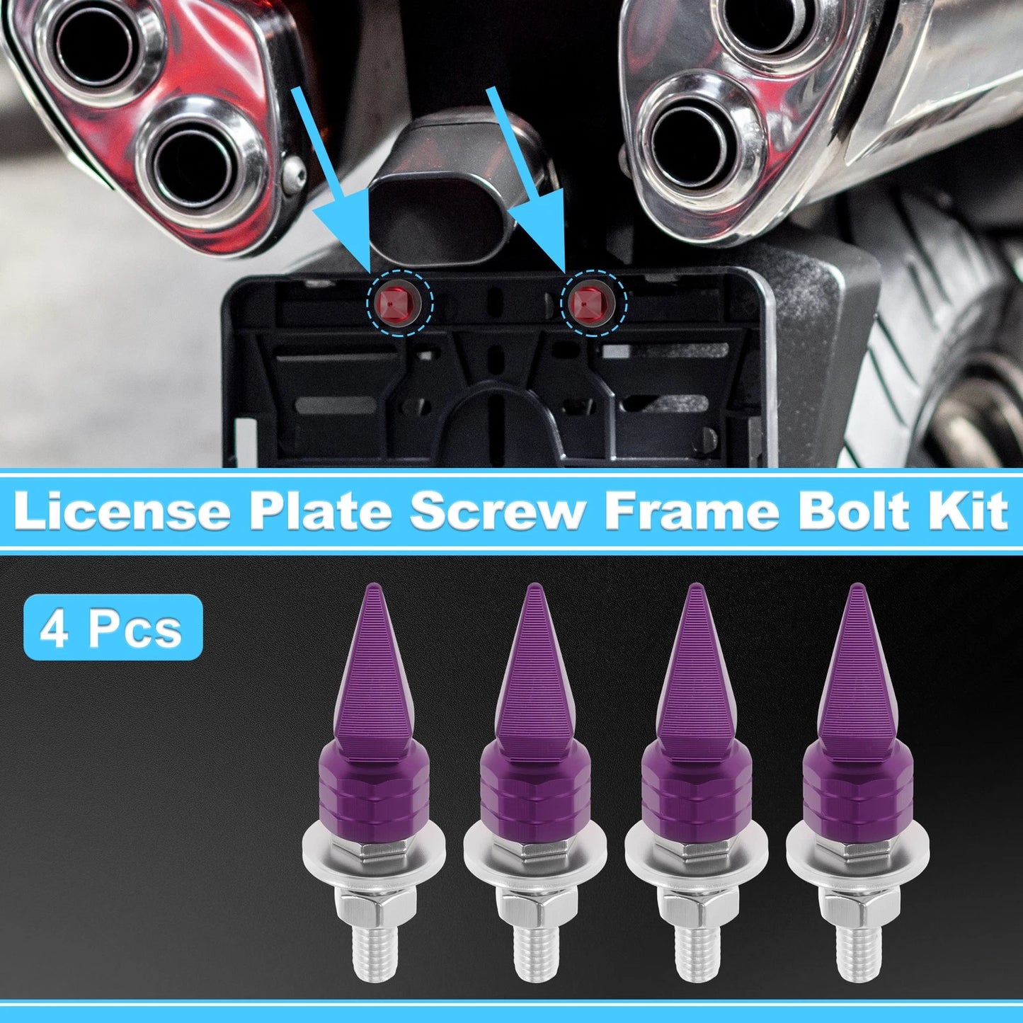 License Plate Screws Cover 5.4 cm Purple 4 pcs for Universal Motorcycle