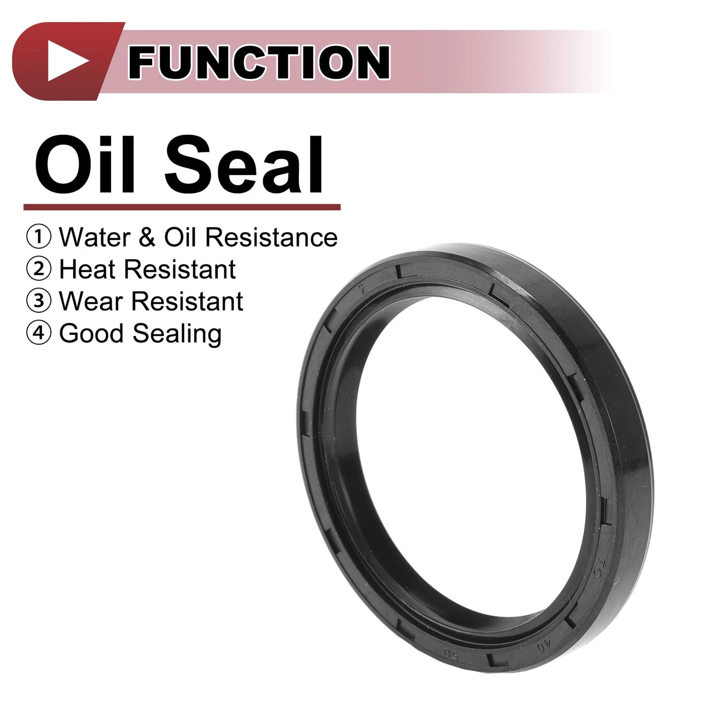 Rotary Shaft Seal 40x50x7mm Oil Seal Nitrile 70 Durometer Rubber Black 5 Pcs
