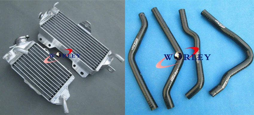 Aluminum Radiator + Black Hoses for Kawasaki KX125 KX 125 (1990-1991)