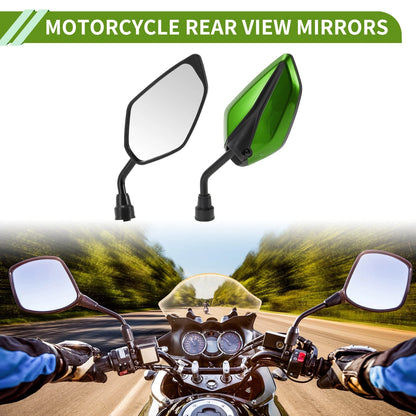 1 Set Rear View Mirrors Leaf Shape Green Iron Plastic for Motorcycle
