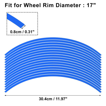 16pcs Wheel Rim Sticker Reflective Stripe Blue for Make Model
