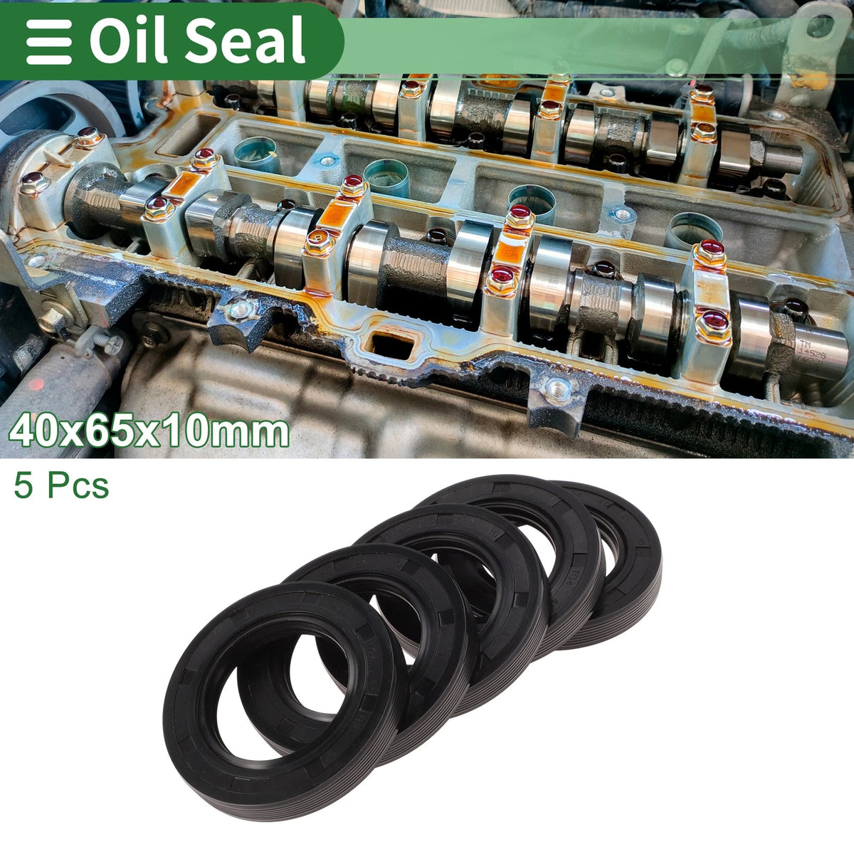 Oil Seal / 40x65x10mm / NBR Rubber High Pressure Black 5 Pcs