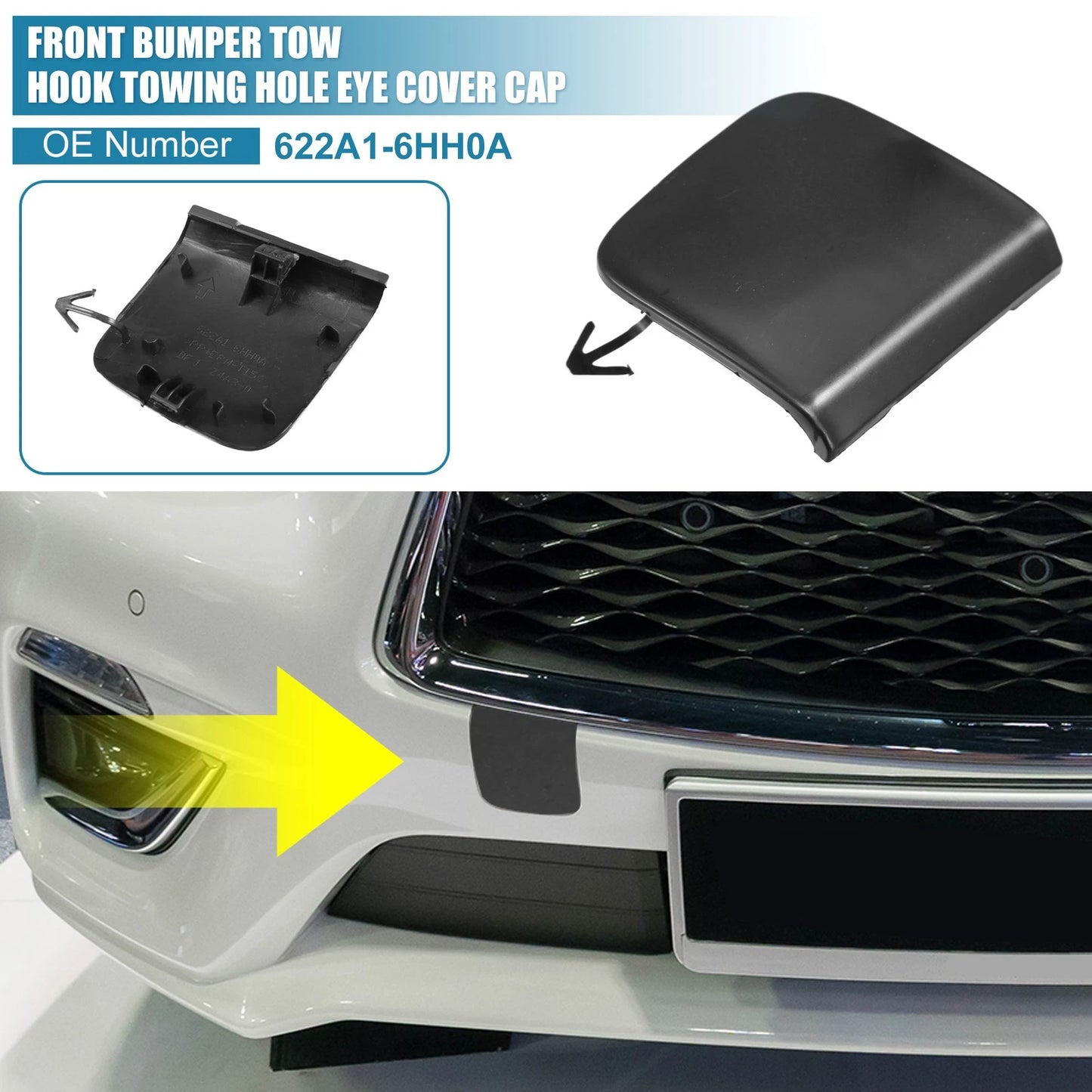 Tow Hook Cover Front Right for INFINITI Q50 (2018-2022) Black