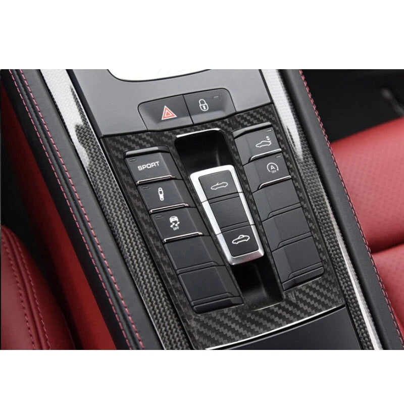 Real Carbon Fiber Center Console Buttons Cover Trim Fit For Porsche 718 911