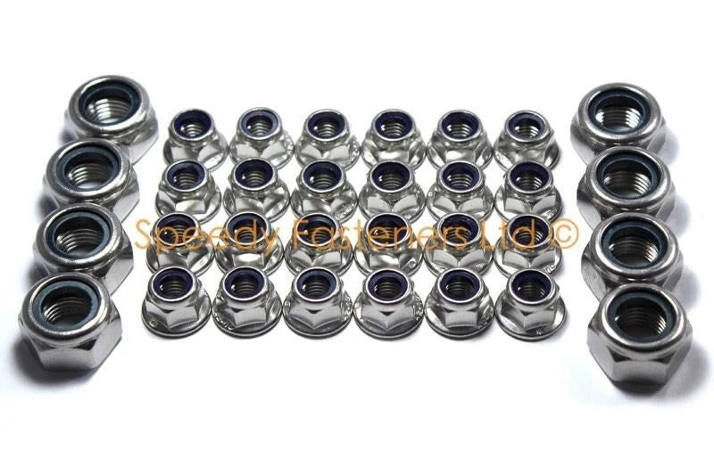 Lug Nuts / Set of 4 / Nyloc Flange Lug Nuts for Rotax TKM Cadet