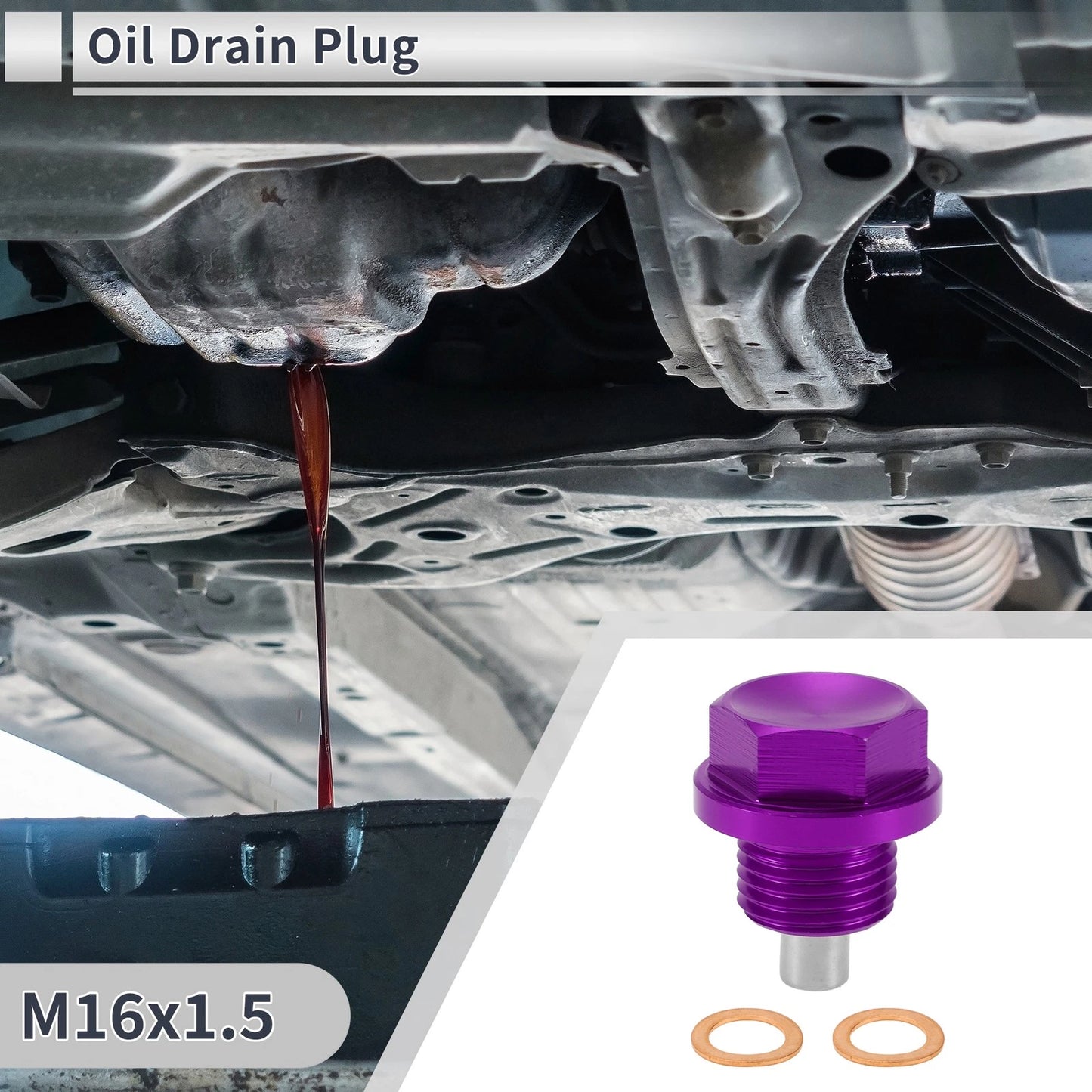 M16x1.5 Engine Oil Drain Plug with Gasket for Car Motorcycle Boat Purple