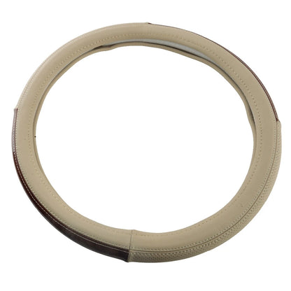 Beige Leather Anti-Slip Steering Wheel Cover for Universal 15" (37-38CM)