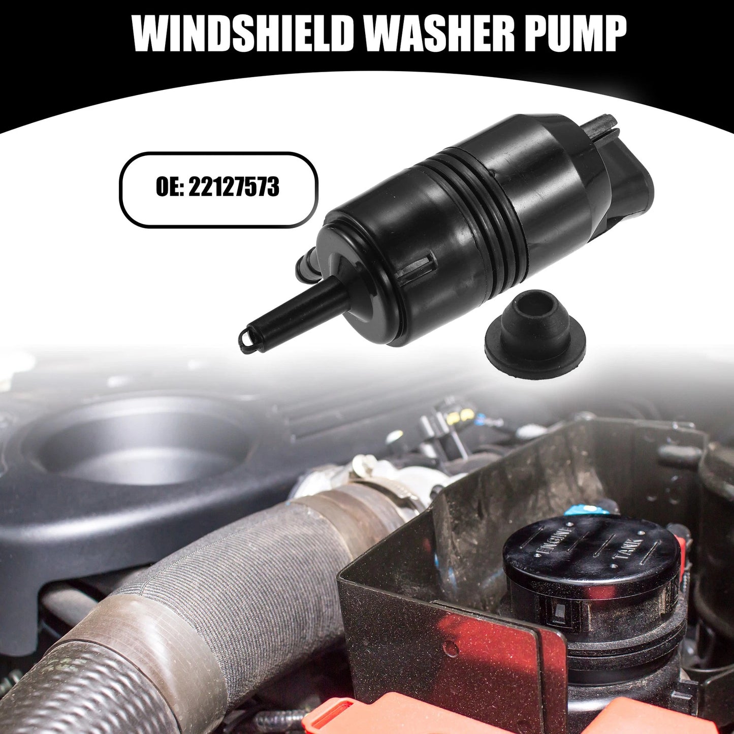 Rear Windshield Washer Pump Black for Chevrolet C1500 (1991-1999)