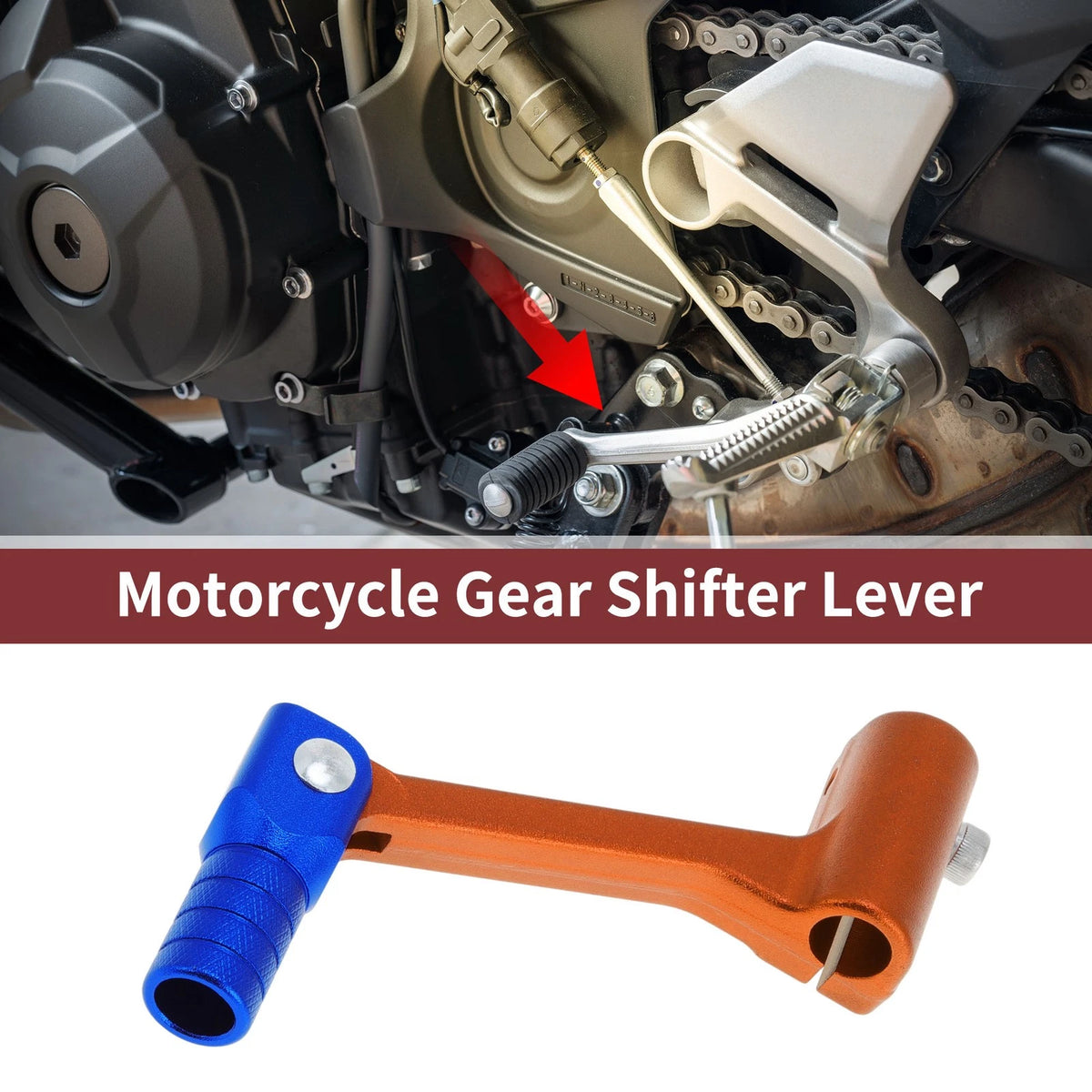 Folding Motorcycle Gear Shifter Lever for Bosuer Cheetah Orange/Blue Head