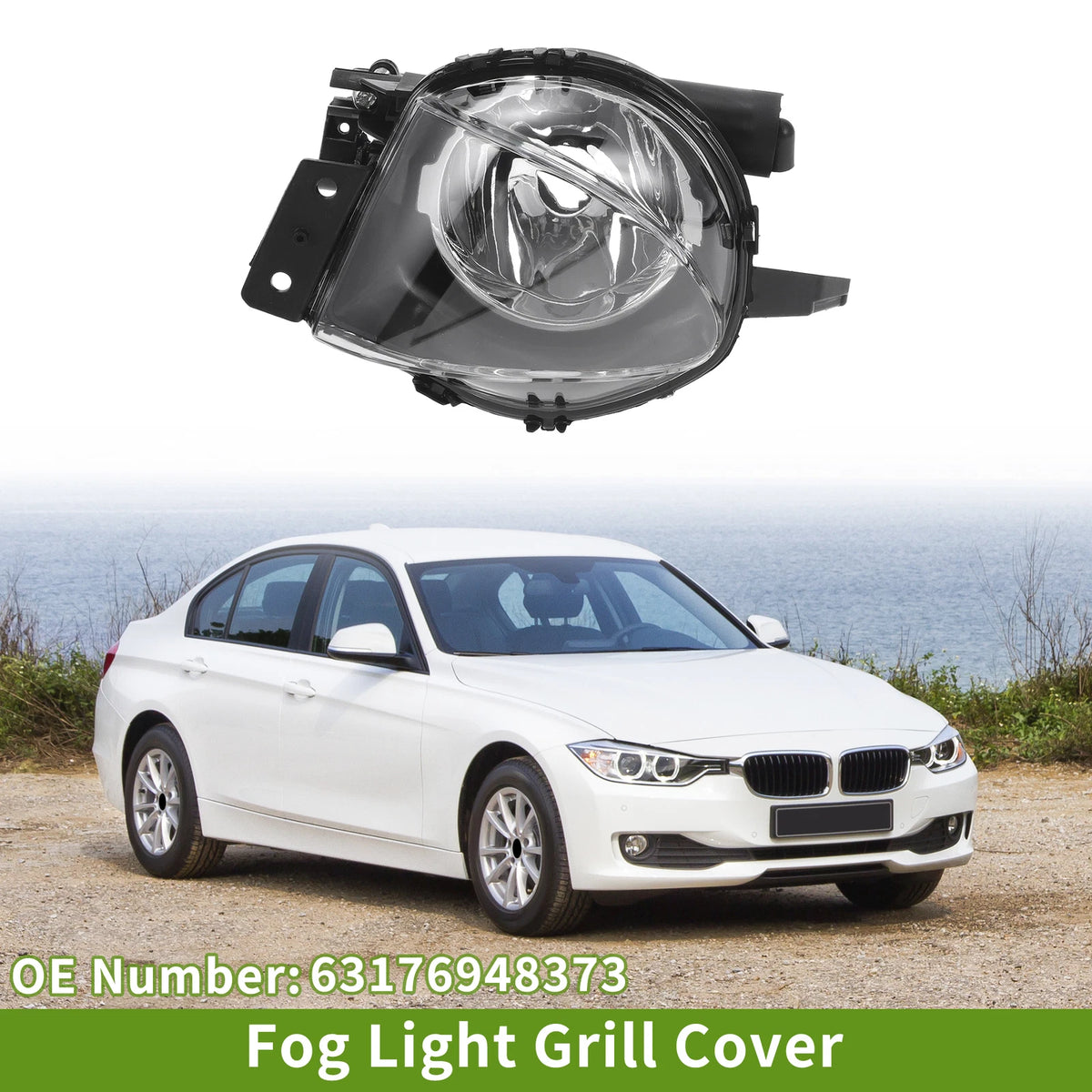 Left Fog Light Grill for BMW 330i 2006-2008 (1 x Clear, Black)