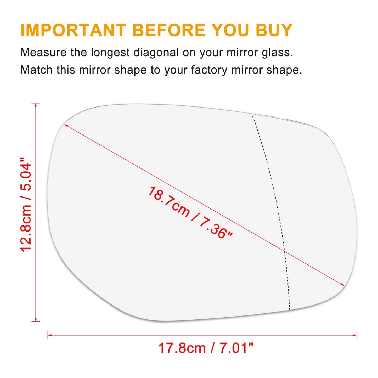 Mirror Glass w/ Backing Heated Passenger Side RH for Infiniti Q70 QX30 M70 Q60