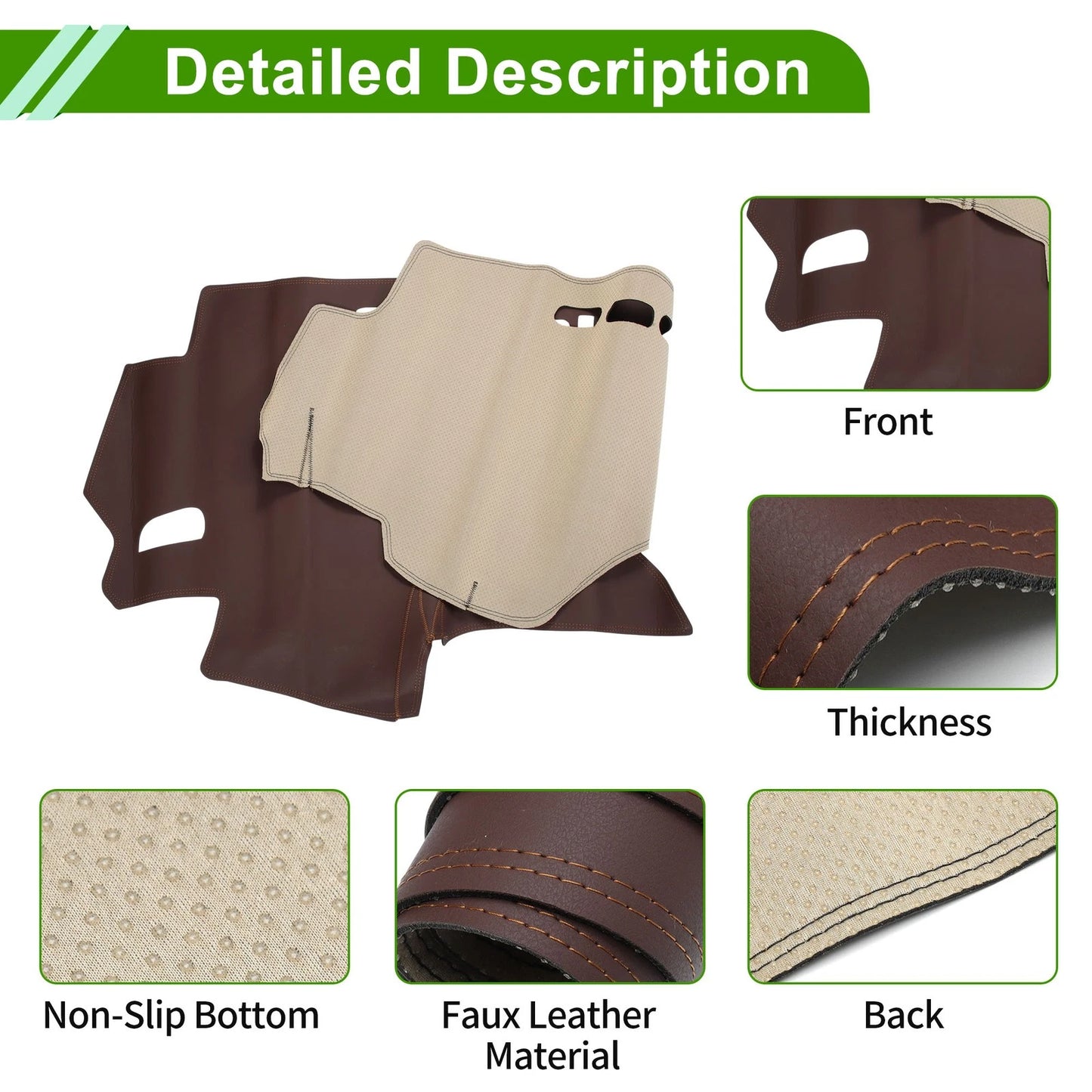 Dashboard Cover Mat for Honda Fit Jazz (2014-2019) Brown