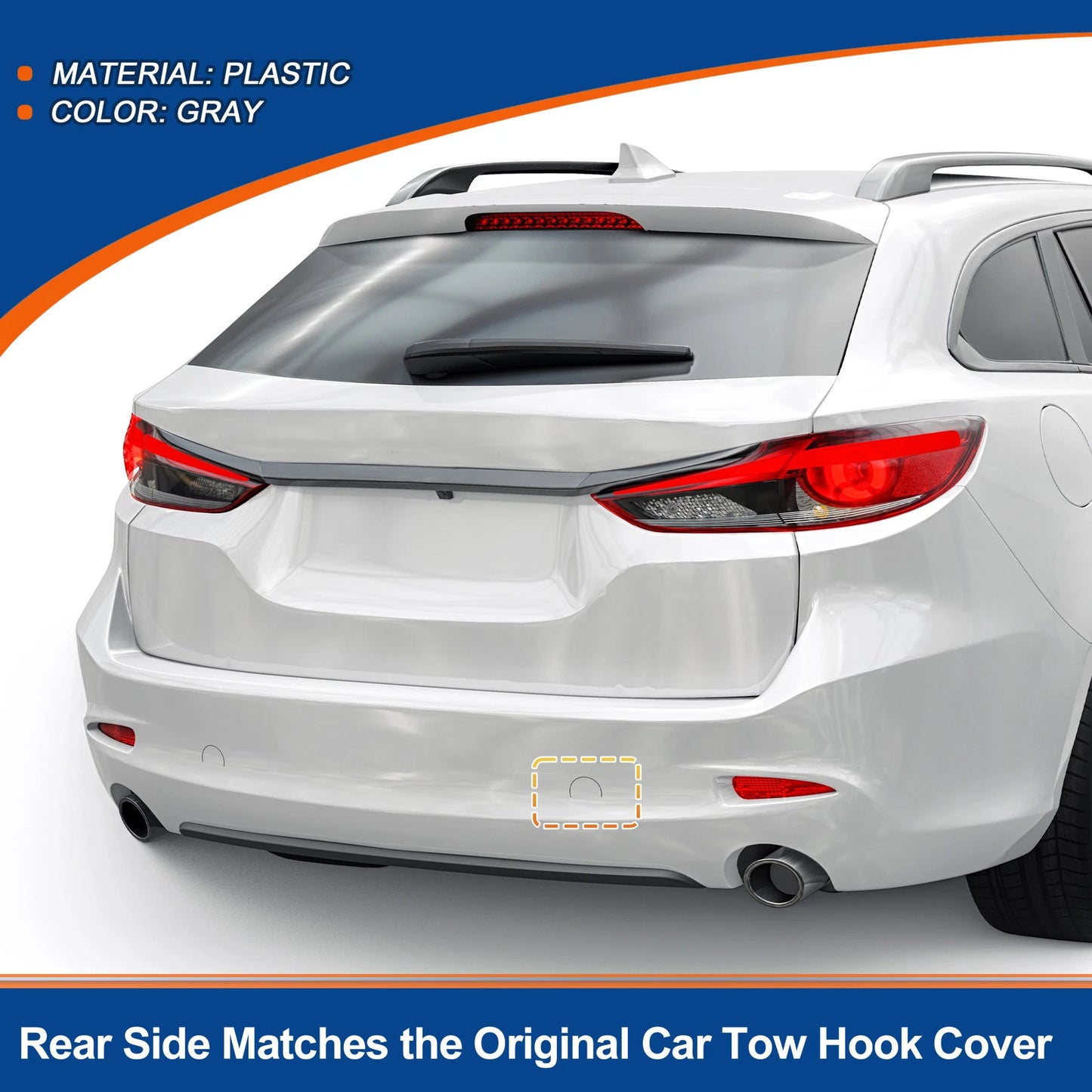 Rear Left Tow Hook Cover for Mazda 6 Atenza (2018-2021) Gray