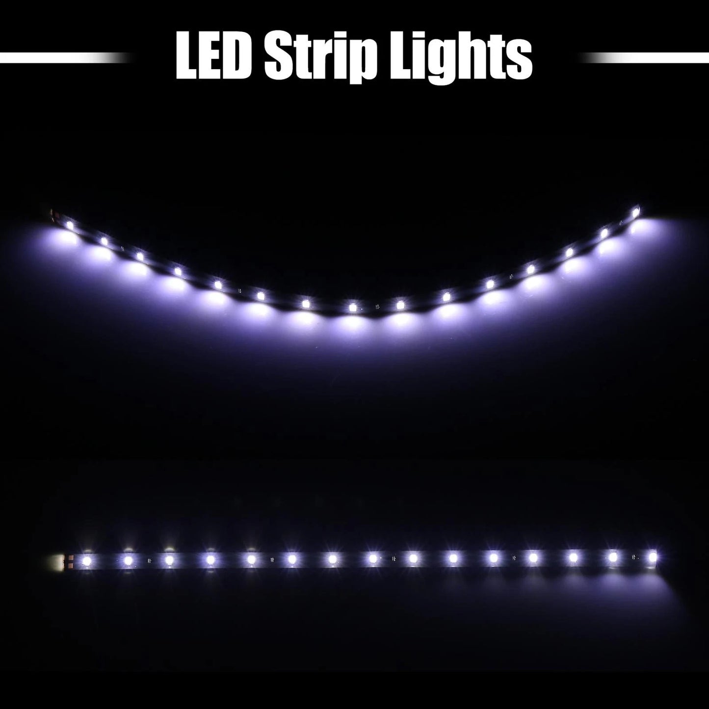 10pcs 30cm Universal LED Strip Light 12V Flexible for Car Motorcycle White Light
