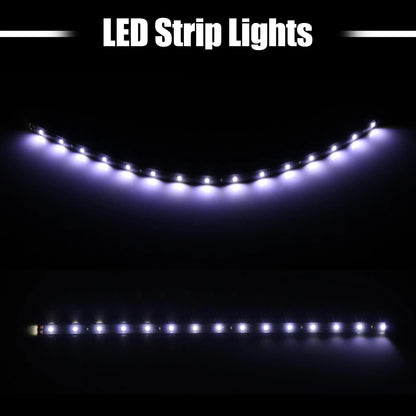 10pcs 30cm Universal LED Strip Light 12V Flexible for Car Motorcycle White Light