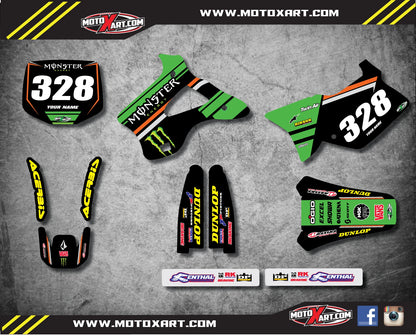 Kawasaki KX 125/250 Decal Kit BURNOUT STYLE Graphics (1994-1998)