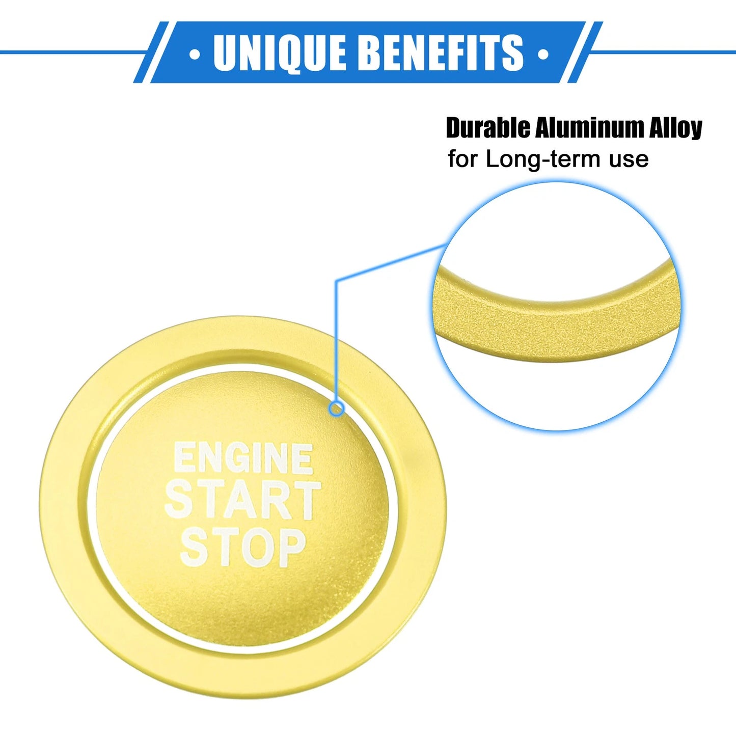 Engine Start Stop Button Cover for Toyota Highlander (2020-2022) Gold Tone