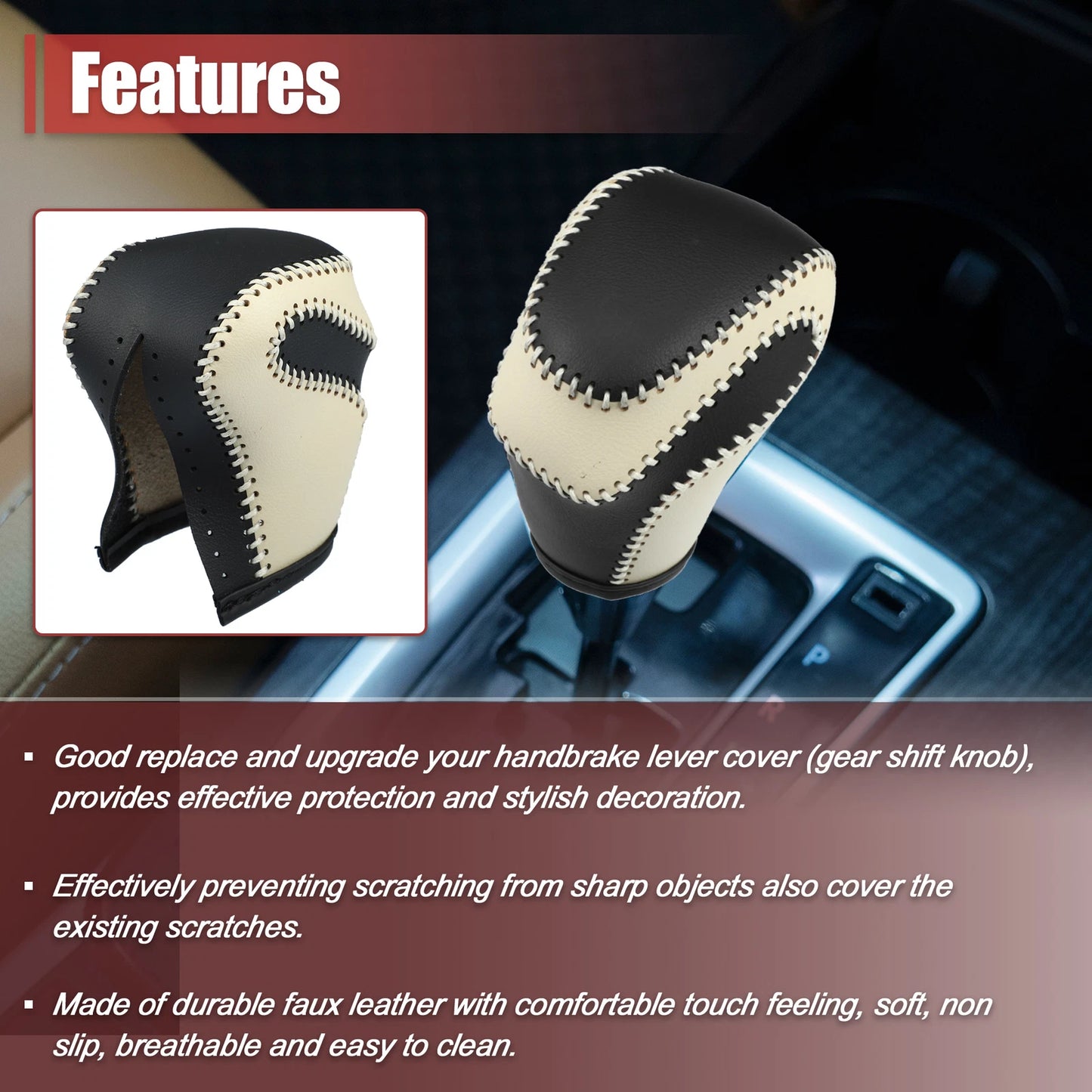 Black Gear Shift Knob Cover for Toyota Land Cruiser Prado (2003-2023)