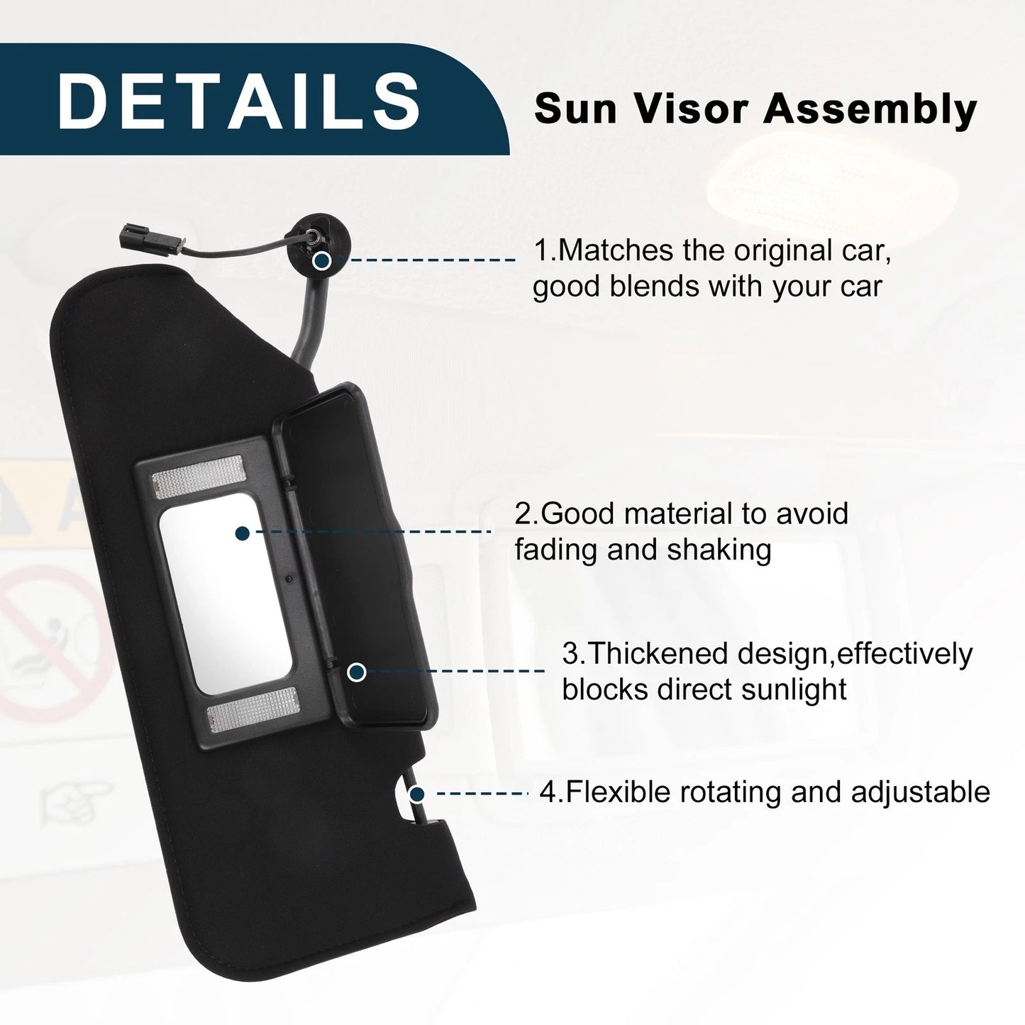 Left Car Sun Visor with Mirror and Light for Chevrolet Corvette