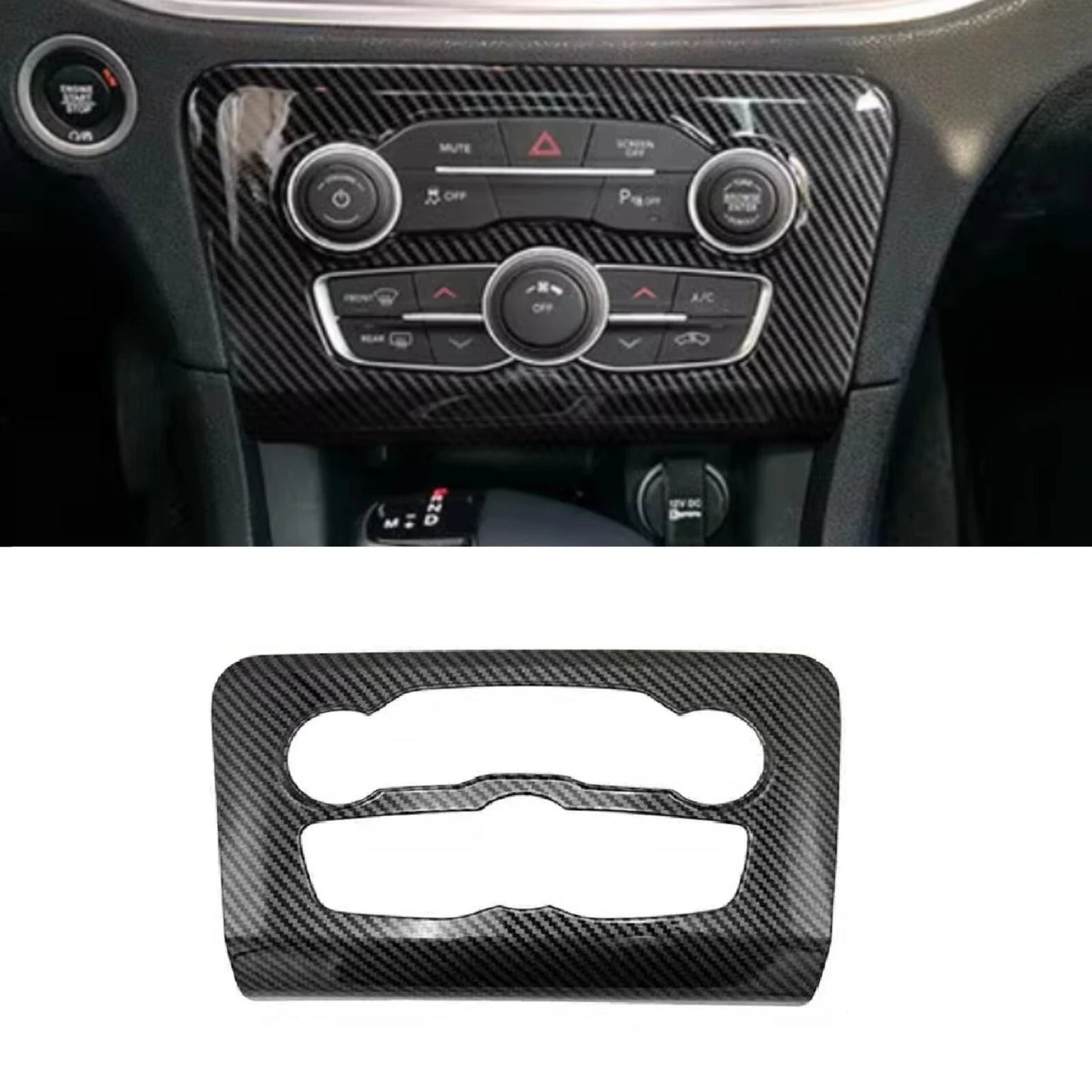 Fiber Interior Central A/C Control Panel Cover Trim for 2016-2021 Dodge Charger
