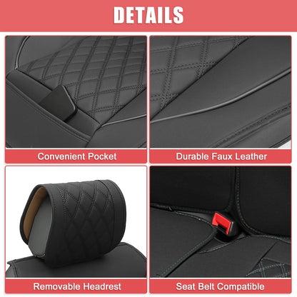 Car Front Rear Seat Covers for Dodge Ram 1500 2009-2023 Black Red 5 x Pcs