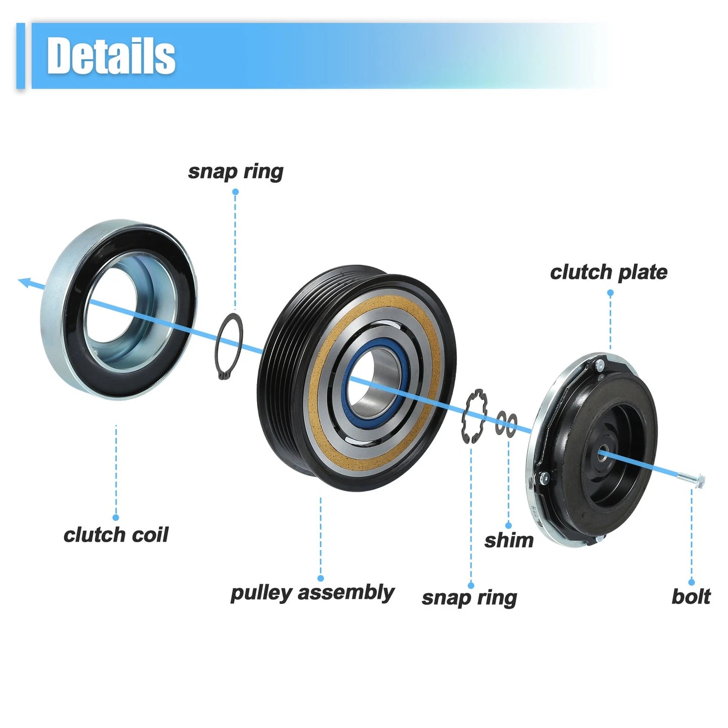AC Compressor Clutch Set for Chevrolet Silverado 3500HD A/C Clutch Assembly