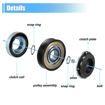 AC Compressor Clutch Set for Chevrolet Silverado 3500HD A/C Clutch Assembly