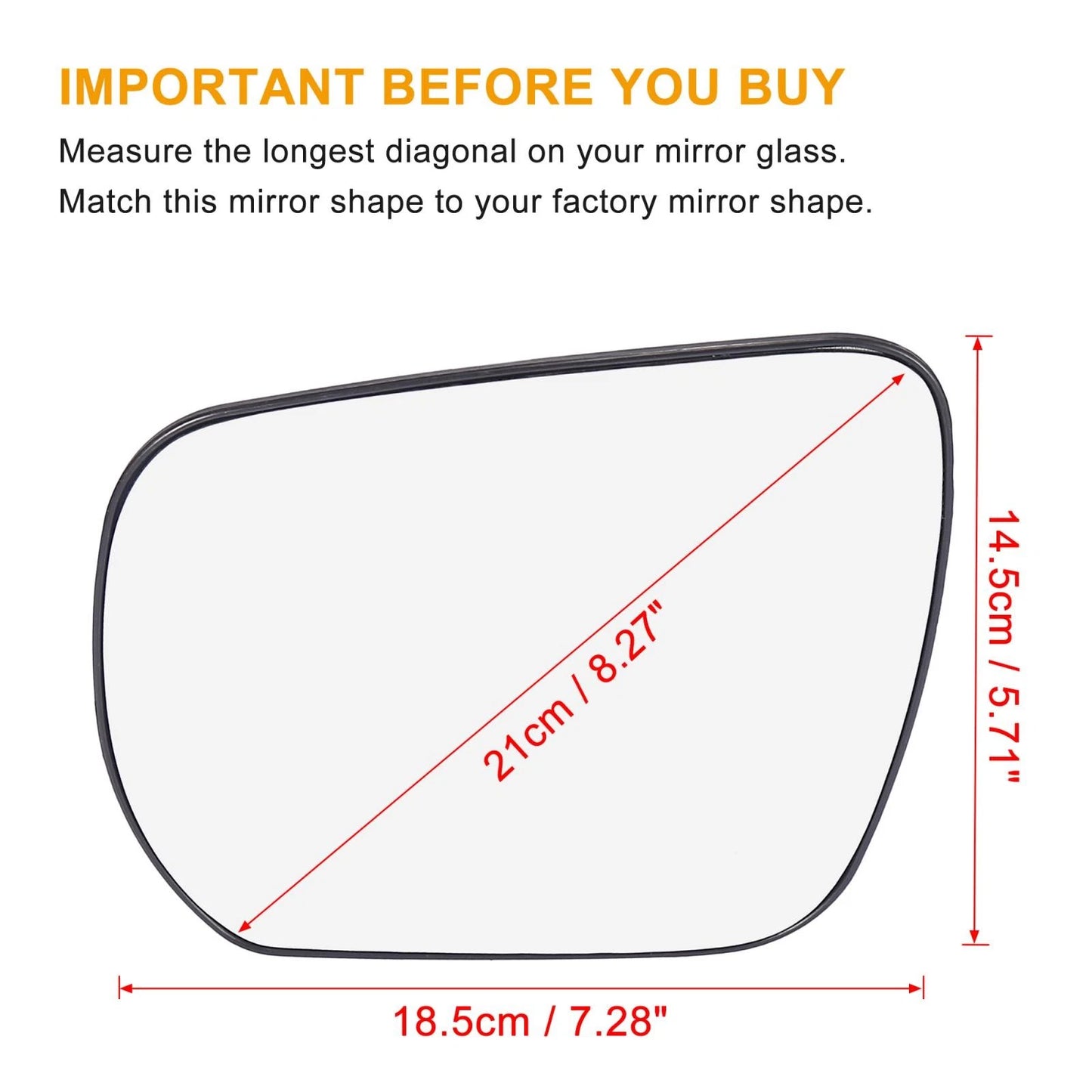 Heated Left Side Mirror Glass with Backing Plate for Suzuki