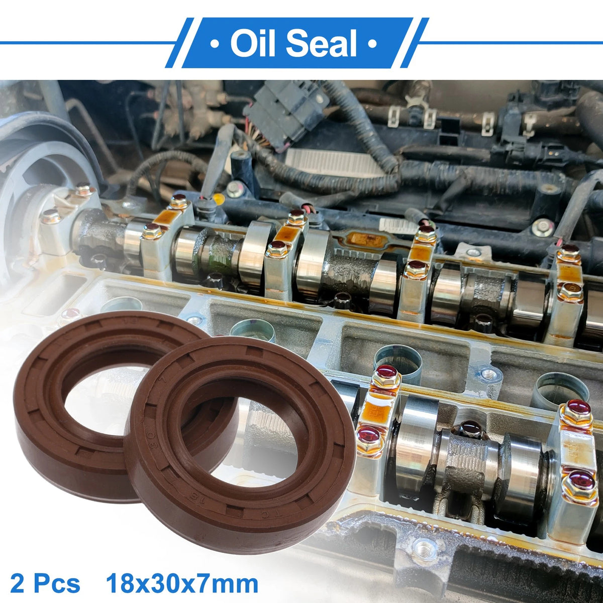 Oil Seal 18x30x7mm FKM Rubber Brown 2 x Pcs