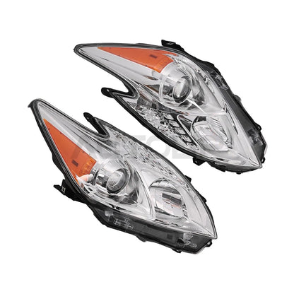 2 x Halogen Headlights Headlamps Assembly Chrome LH&RH for Toyota Prius (2010–2011)