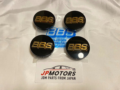 Center Caps 56mm 4 pcs Genuine Emblem Black Gold 3D Logo for Cars