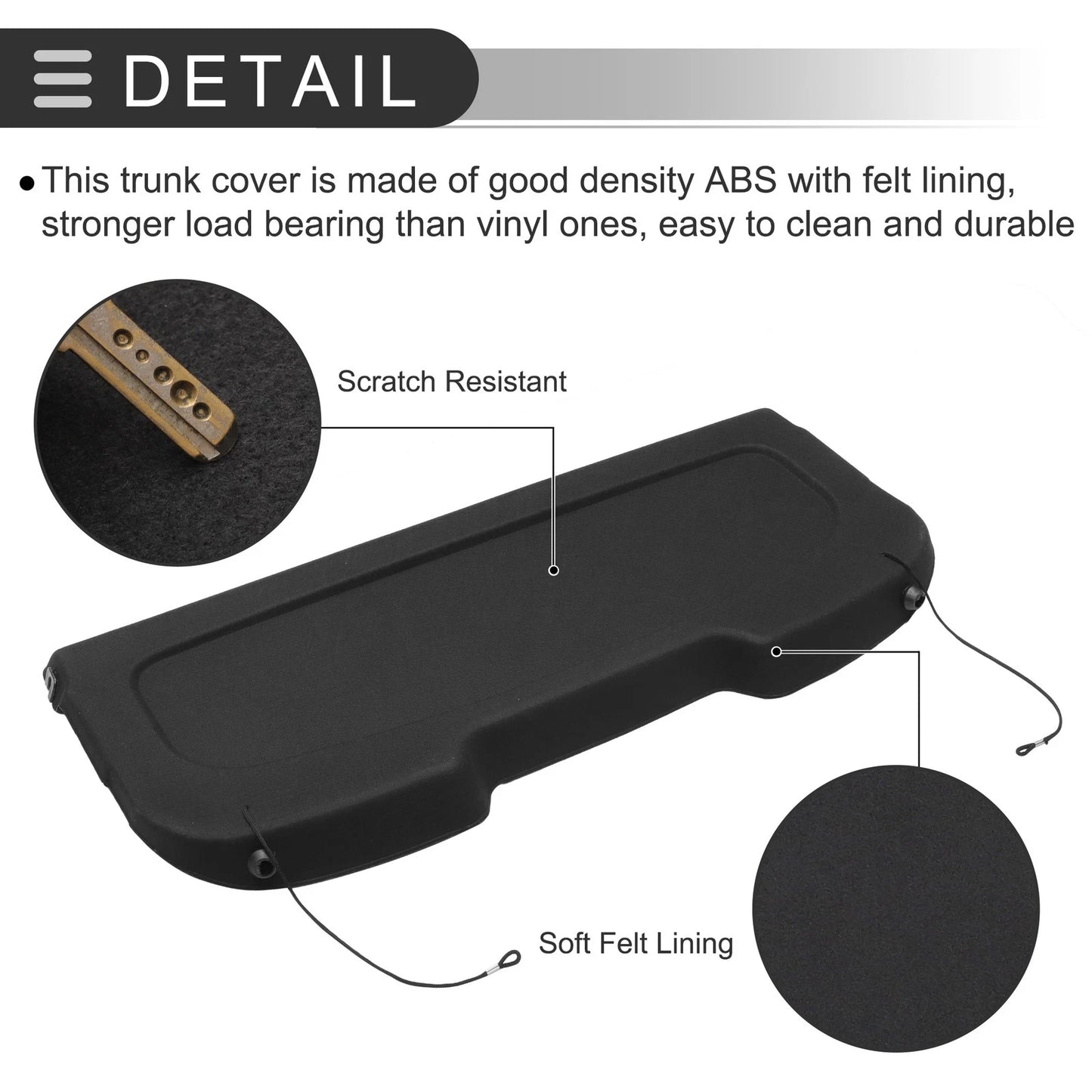 Rear Parcel Shelf Boot Load Cover for Ford Fiesta (2013-2017) Black