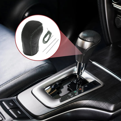 Car Gear Shift Knob Cover for Hyundai Tucson 2015-2018 Black Grey Faux Leather