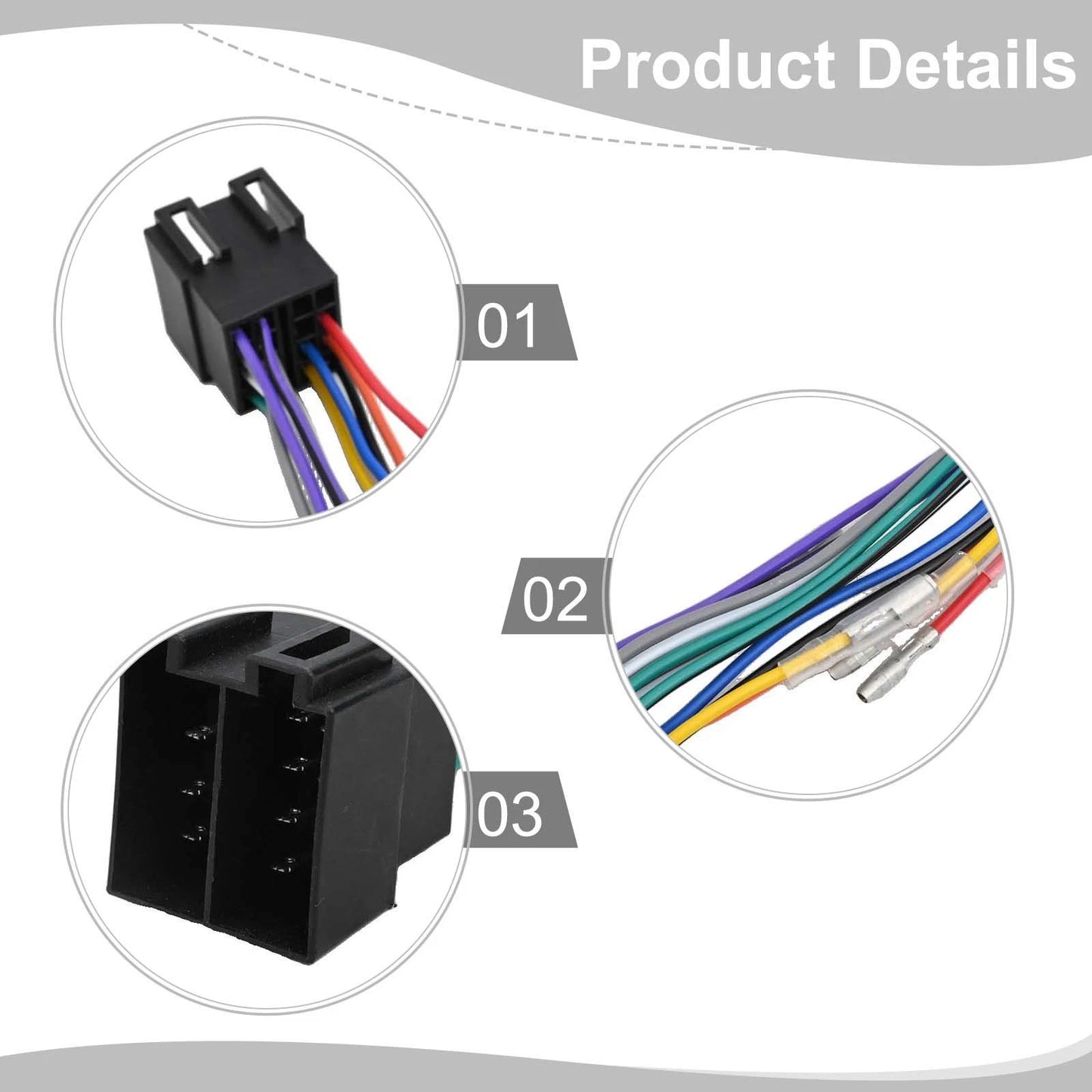 16 Pin Auto Adapter Wiring Harness for Car Stereos with ISO Connections